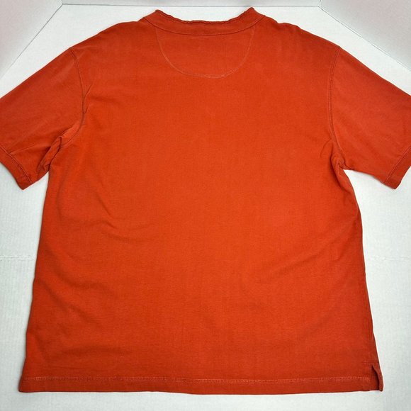 RuffHewn | Orange Pull Over Short Sleeve Shirt w/ Button Neck | Size XL - Picture 2 of 8